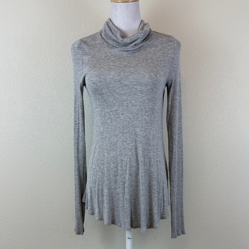 Anthropologie‎ Deletta Gray Long Sleeve Cowl Neck Top Size XS